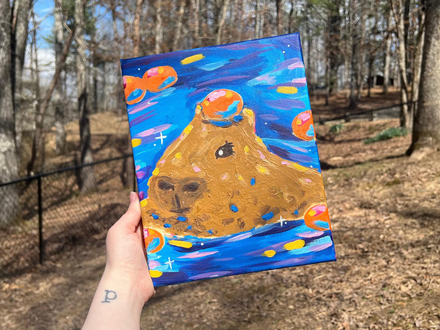 ORIGINAL Dreamy Capybara Acrylic Painting