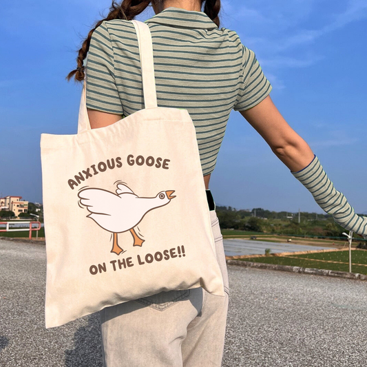 Anxious Goose On The Loose Tote Bag