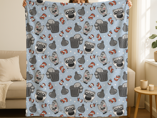 Chaotic Trash Raccoon Blanket