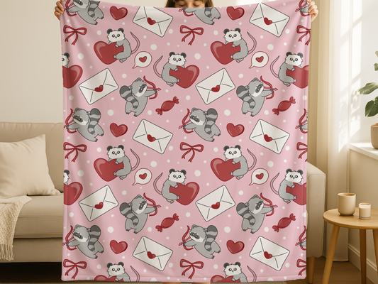 Raccoon & Possum Valentine Blanket