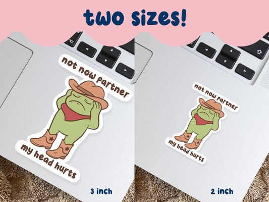 Not Now Partner My Head Hurts Sticker
