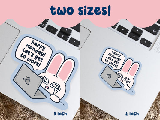 Monday Sucks Crying Bunny Sticker