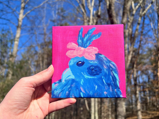 ORIGINAL Girly Blue Bird Acrylic Painting