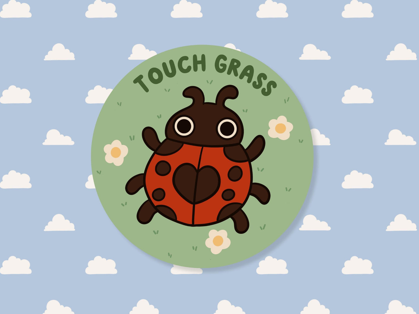 Touch Grass LadyBug Sticker