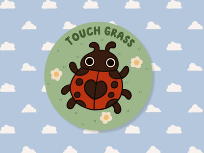 Touch Grass LadyBug Sticker