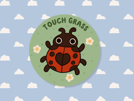 Touch Grass LadyBug Sticker