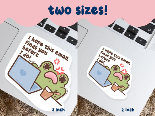 Email Finds You Before I Do Frog Sticker