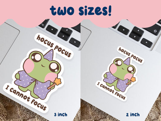 Hocus Pocus I Cannot Focus Frog Sticker