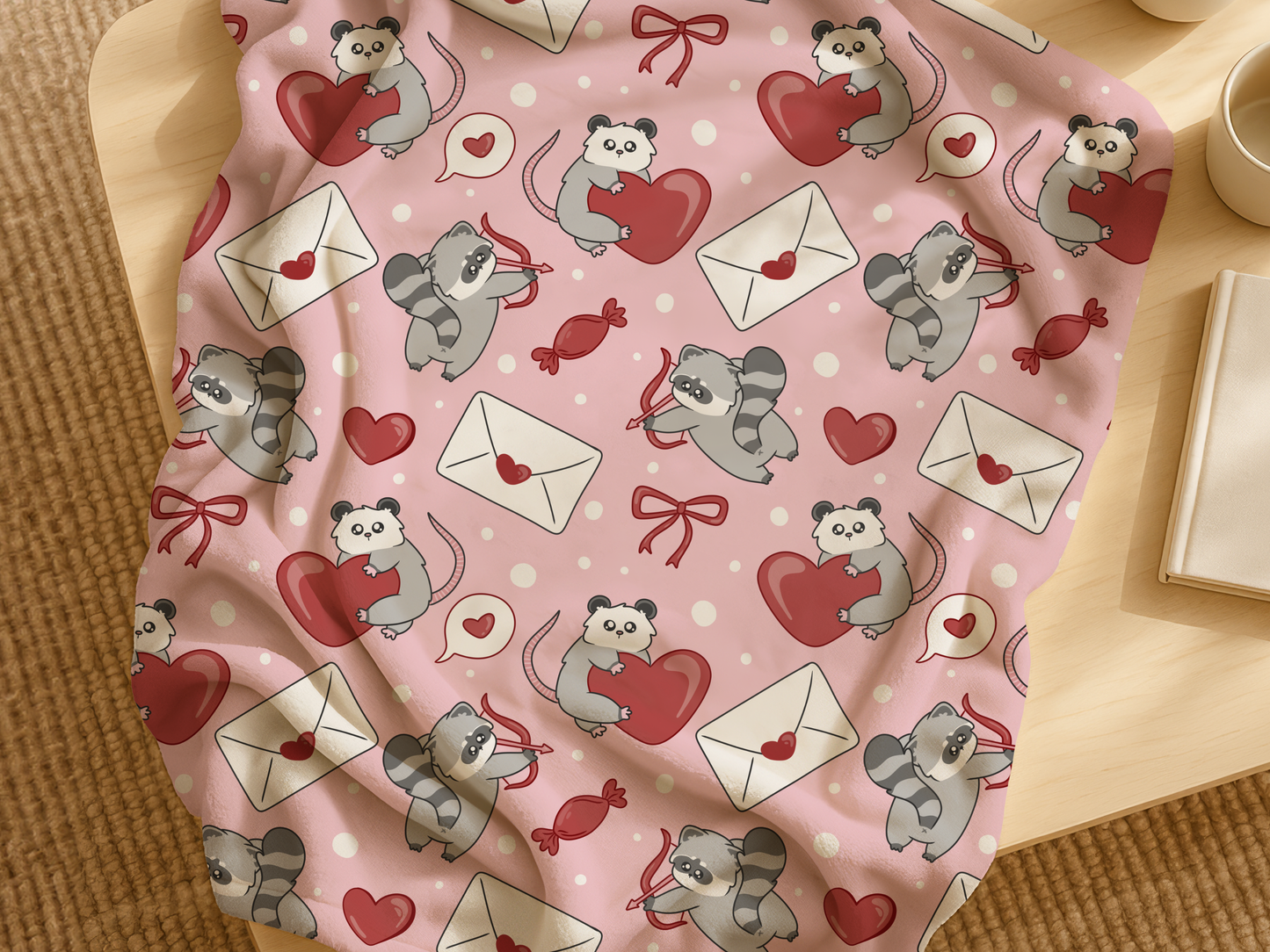 Raccoon & Possum Valentine Blanket