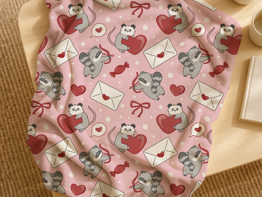 Raccoon & Possum Valentine Blanket