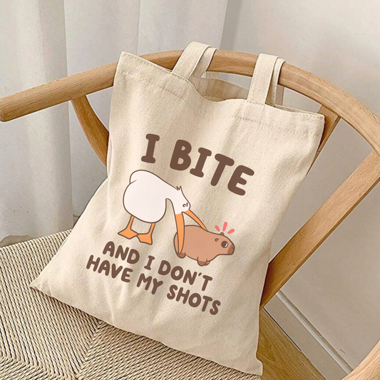 I Bite & I Don't Have My Shots Tote Bag