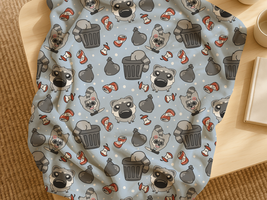 Chaotic Trash Raccoon Blanket