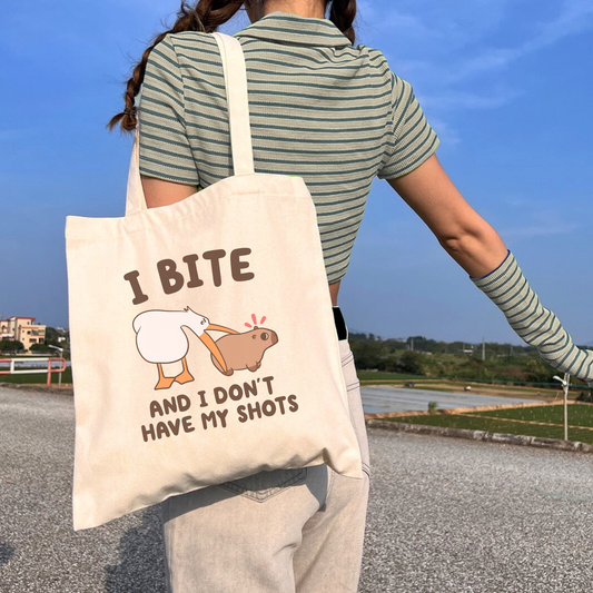 I Bite & I Don't Have My Shots Tote Bag