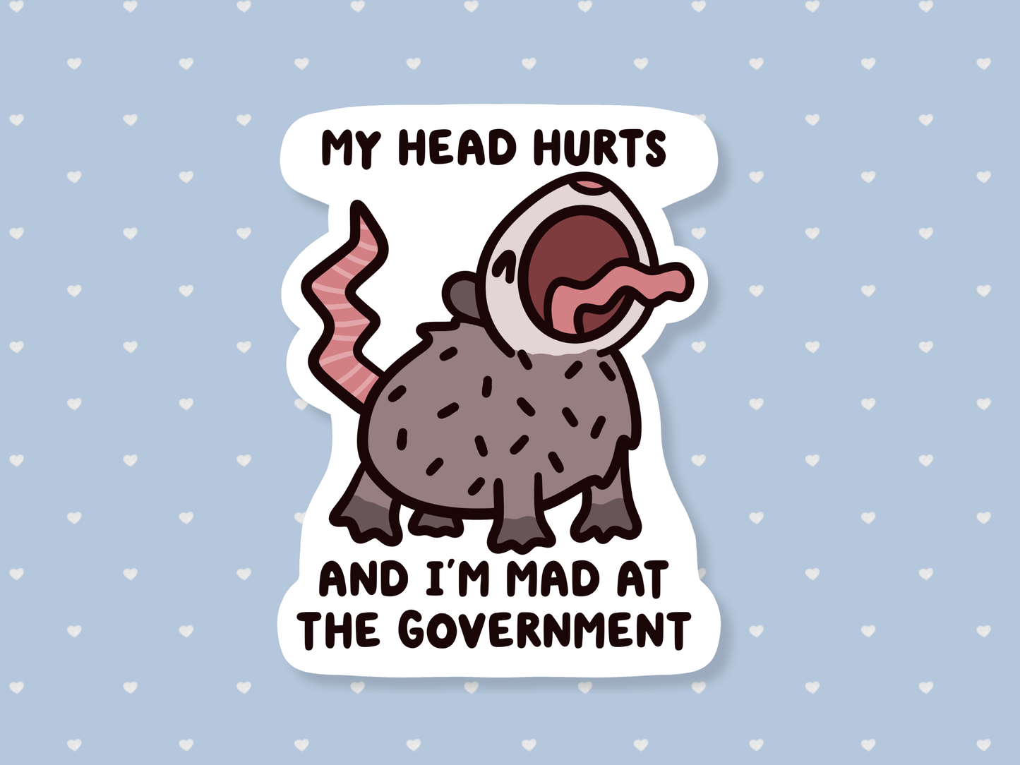 Head Hurts Mad At Government Possum Sticker
