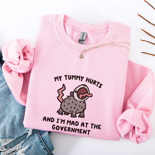 Tummy Hurts Mad At Government Sweatshirt
