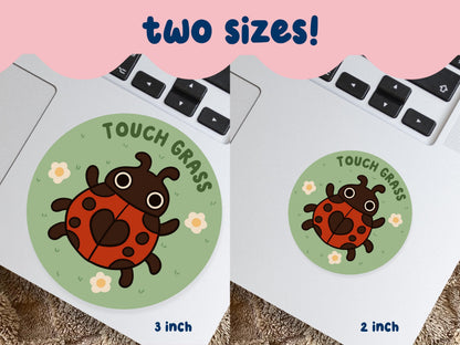 Touch Grass LadyBug Sticker