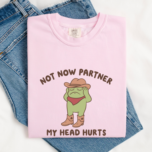 Not Now Partner My Head Hurts Comfort Colors Shirt