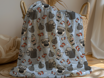 Chaotic Trash Raccoon Blanket