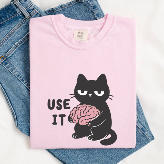 Use Your Brain Black Cat Comfort Colors Shirt