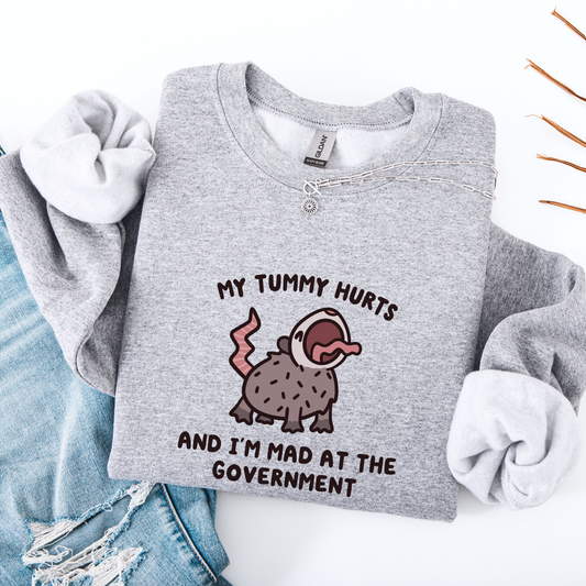 Tummy Hurts Mad At Government Sweatshirt