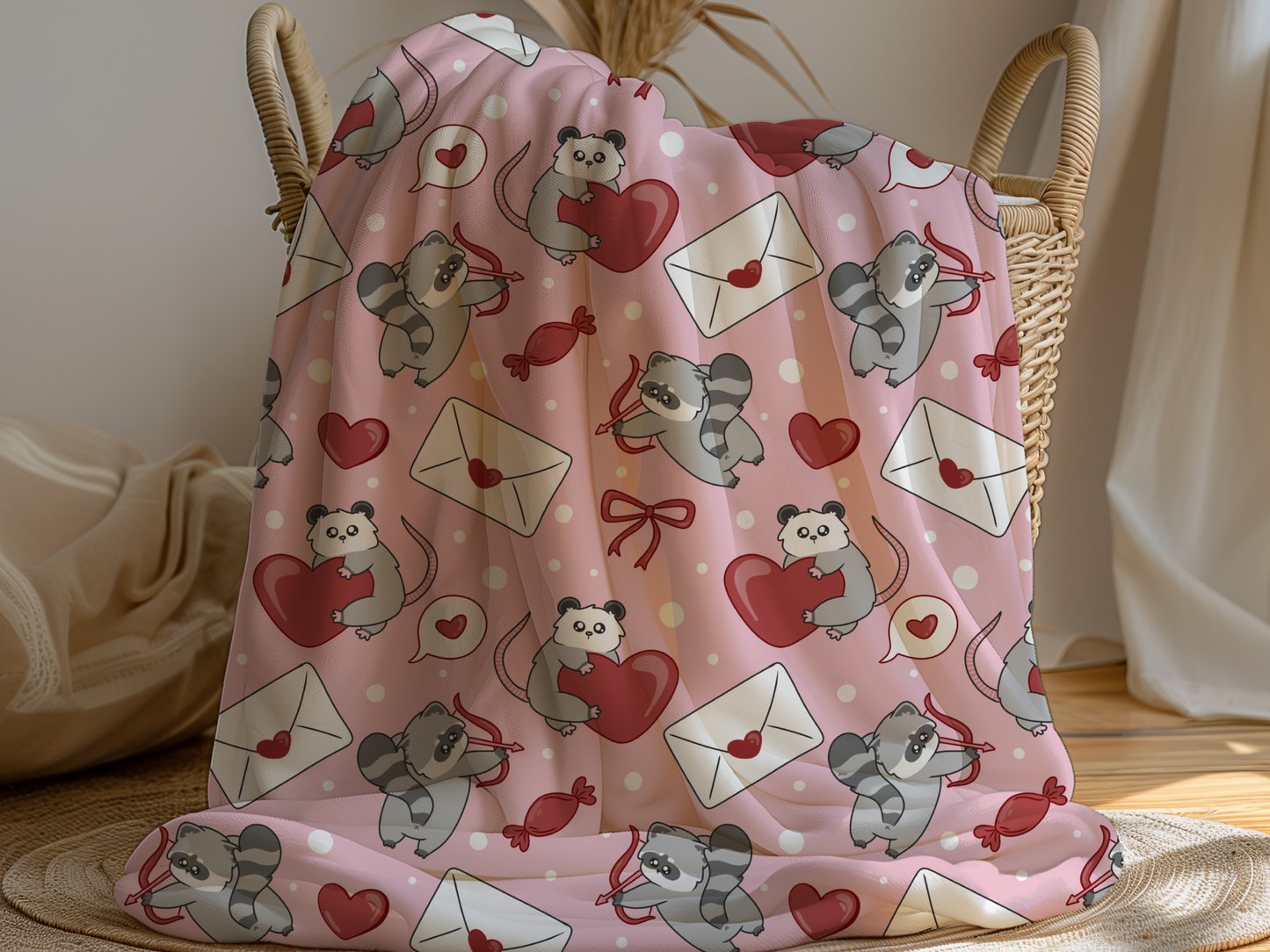 Raccoon & Possum Valentine Blanket