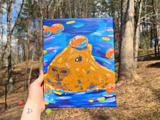 ORIGINAL Dreamy Capybara Acrylic Painting