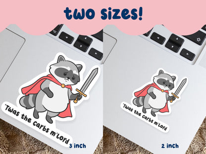 Twas The Carbs Mlord Raccoon Sticker