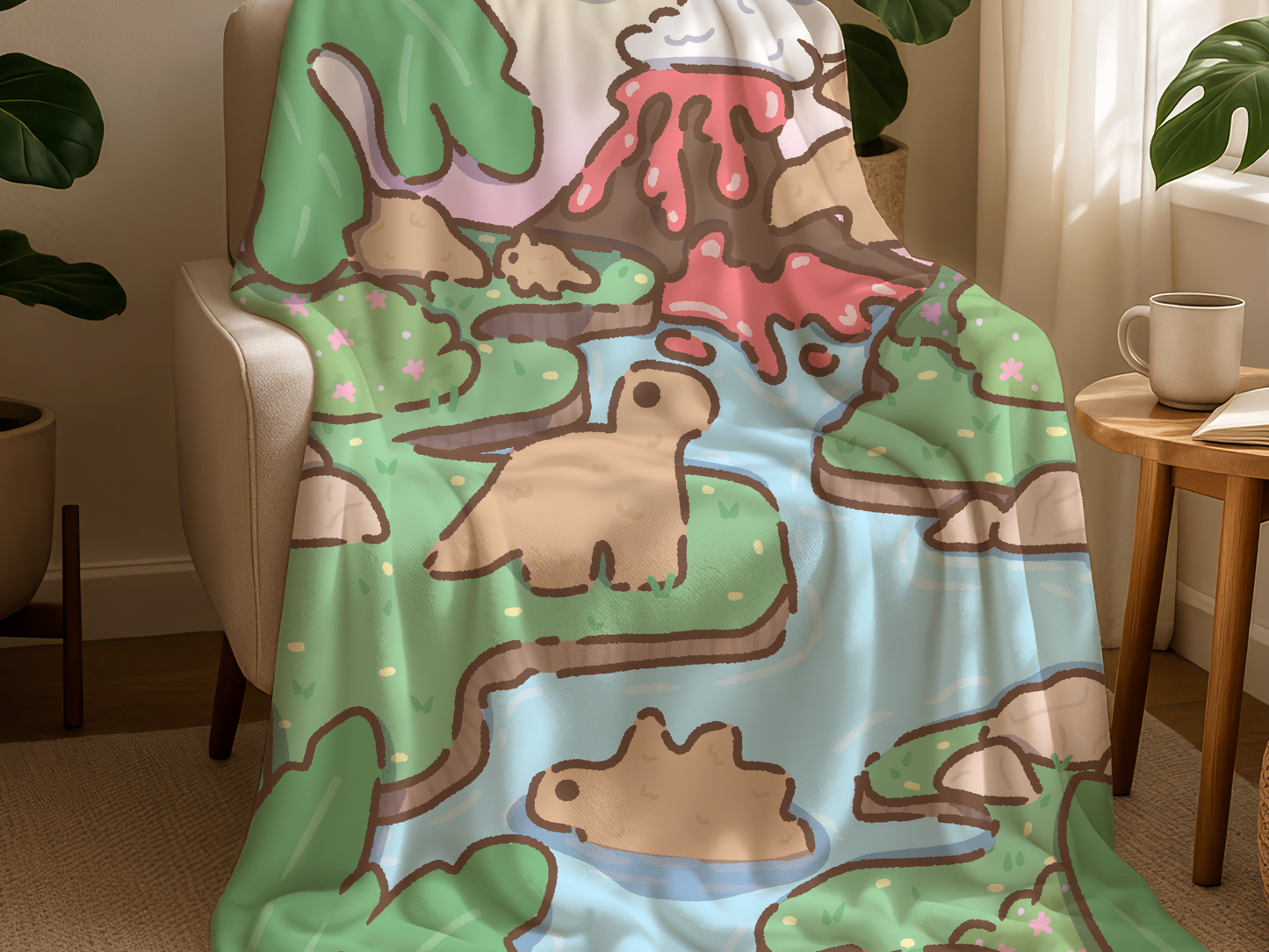Dino Nuggets Jungle Scenery Blanket