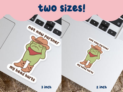 Not Now Partner My Head Hurts Sticker