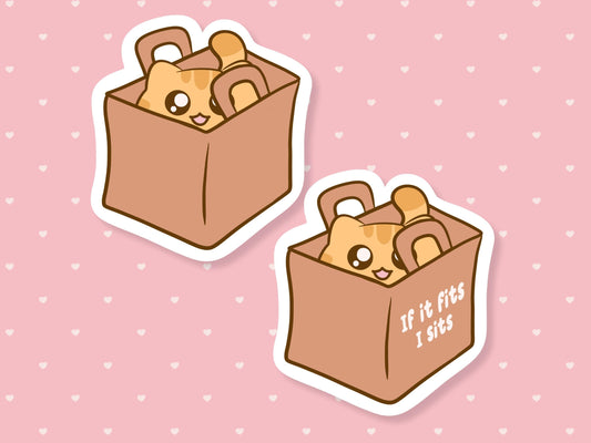 If It Fits I Sit Orange Cat Sticker