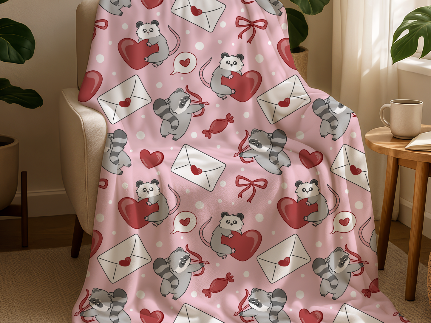 Raccoon & Possum Valentine Blanket