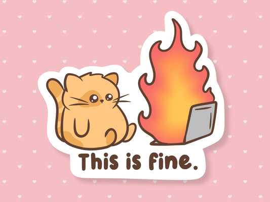 This Is Fine Cat Sticker