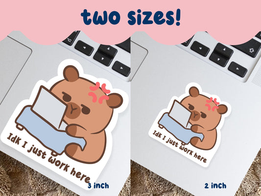 Idk I Just Work Here Capybara Sticker