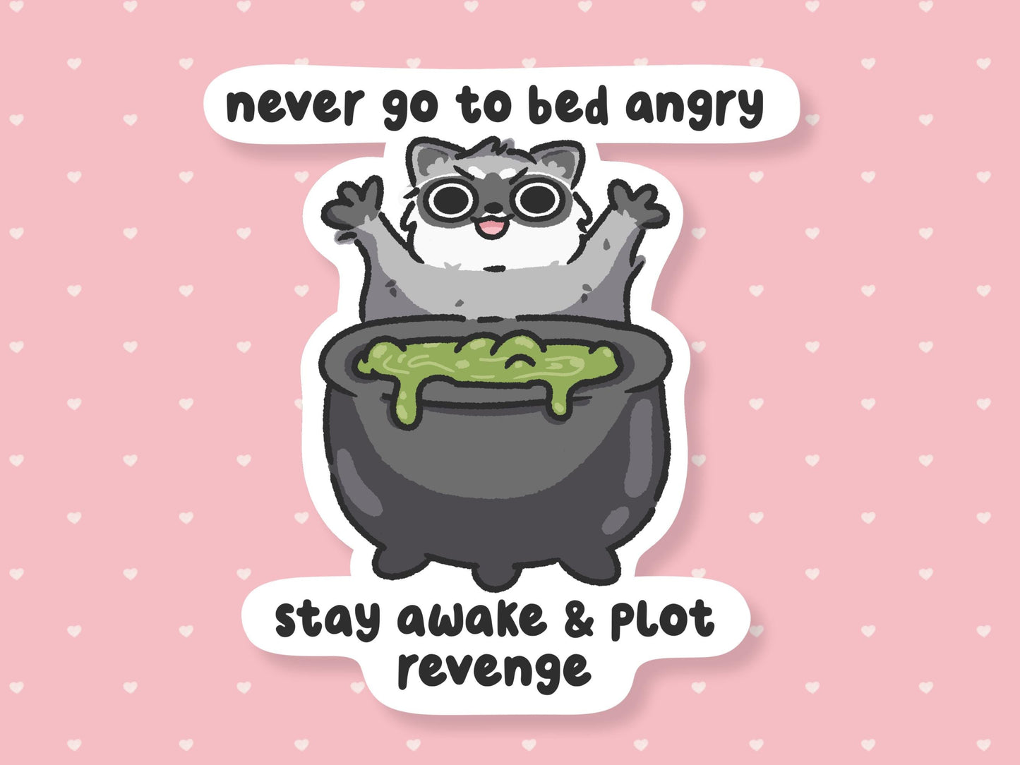Never Go To Bed Angry Raccoon Sticker