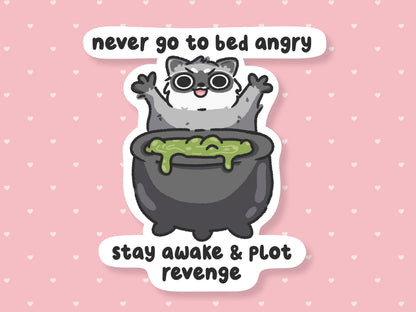 Never Go To Bed Angry Raccoon Sticker