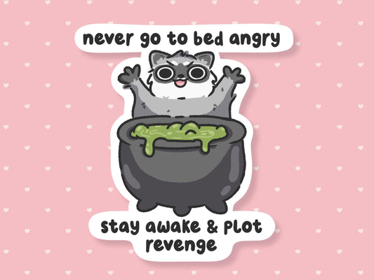Never Go To Bed Angry Raccoon Sticker