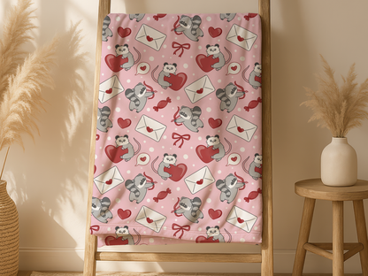 Raccoon & Possum Valentine Blanket