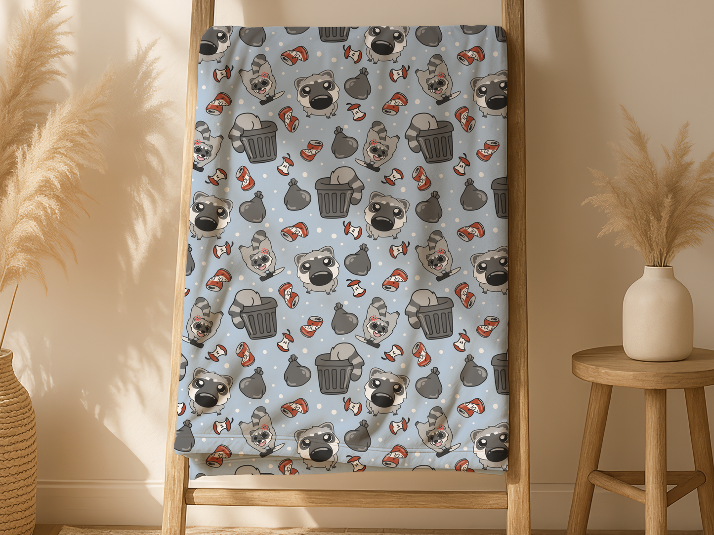 Chaotic Trash Raccoon Blanket