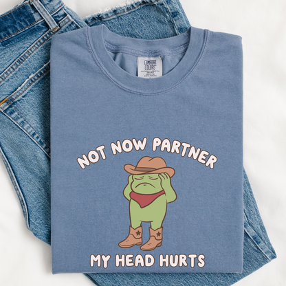 Not Now Partner My Head Hurts Comfort Colors Shirt