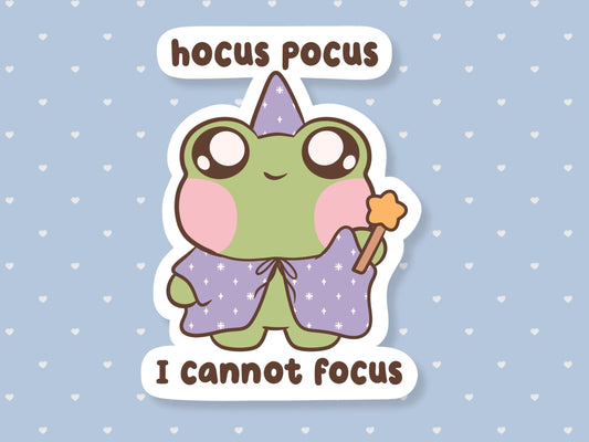 Hocus Pocus I Cannot Focus Frog Sticker