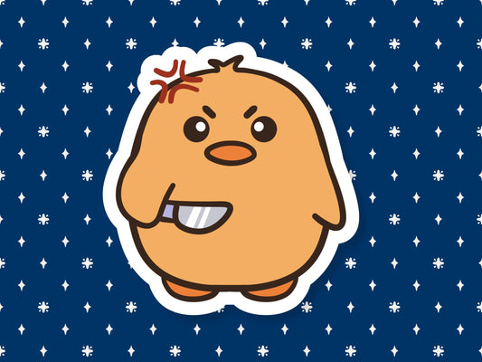 Angry Duck With Knife Sticker