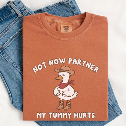 Not Now Partner My Tummy Hurts Comfort Colors Shirt