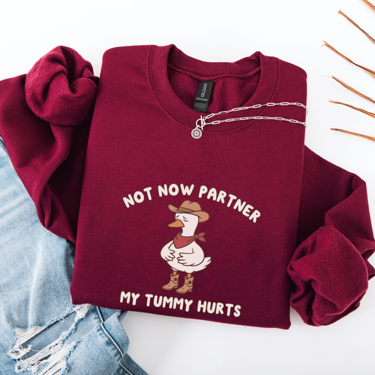 Not Now Partner My Tummy Hurts Sweatshirt