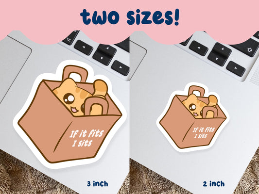 If It Fits I Sit Orange Cat Sticker