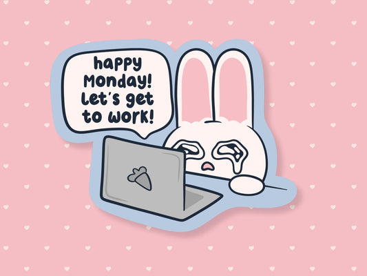 Monday Sucks Crying Bunny Sticker