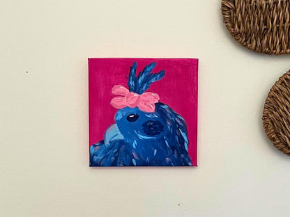 ORIGINAL Girly Blue Bird Acrylic Painting