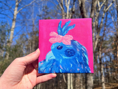 ORIGINAL Girly Blue Bird Acrylic Painting