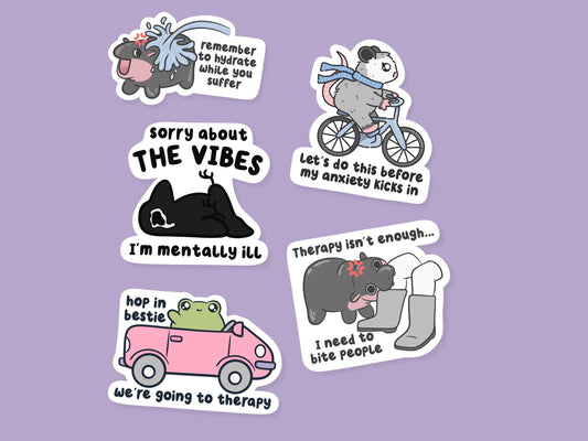Mentally Ill Animals Sticker Bundle & Save