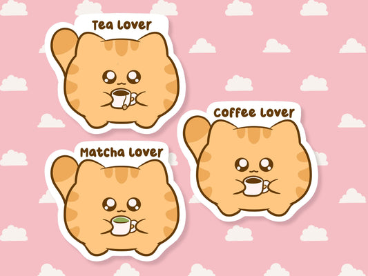 Drink Lover Orange Cat Sticker