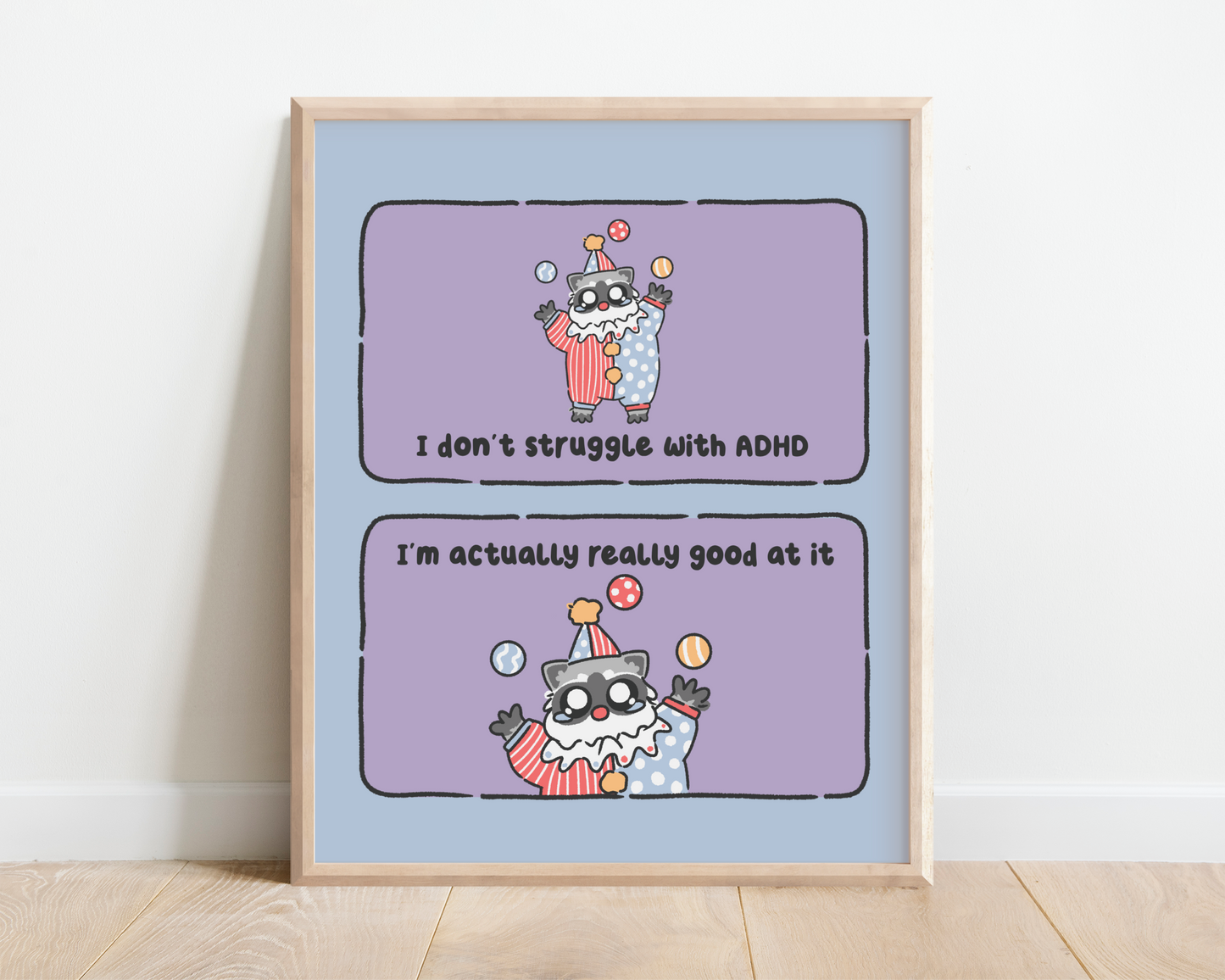 Struggle With ADHD Comic Art Print